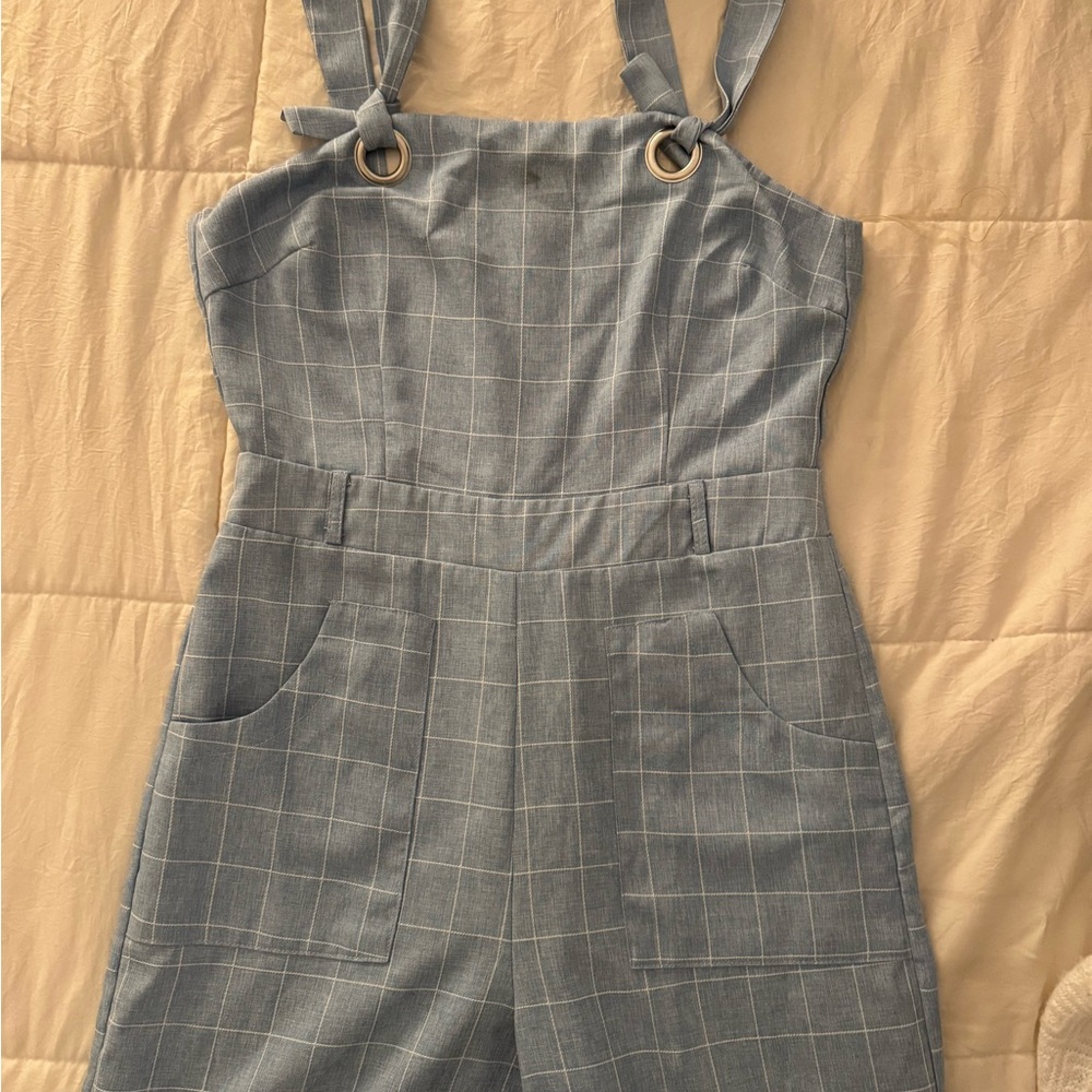 ASOS Blue Checkered Women's Jumpsuit